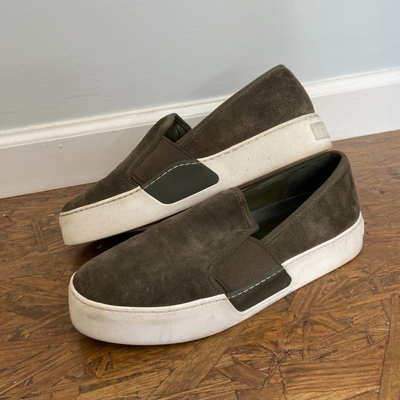 Olive green suede platform loafers - Picture 3 of 6